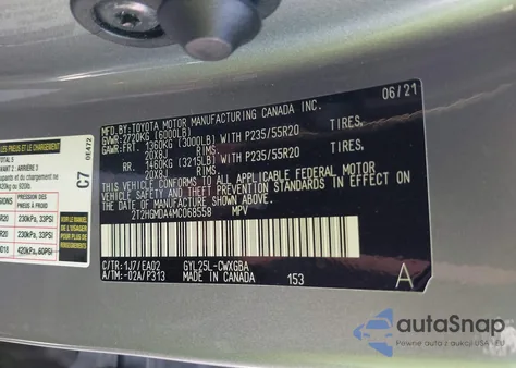 2021 Lexus Rx 450H z USA, uszkodzony, nr VIN 2T2HGMDA4MC068558